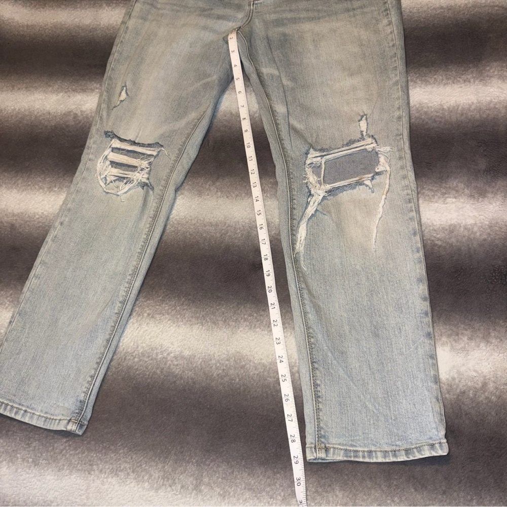Studio Blue Light Wash Distressed Ripped Knee High Waist Boyfriend Jeans 31 - Picture 8 of 13